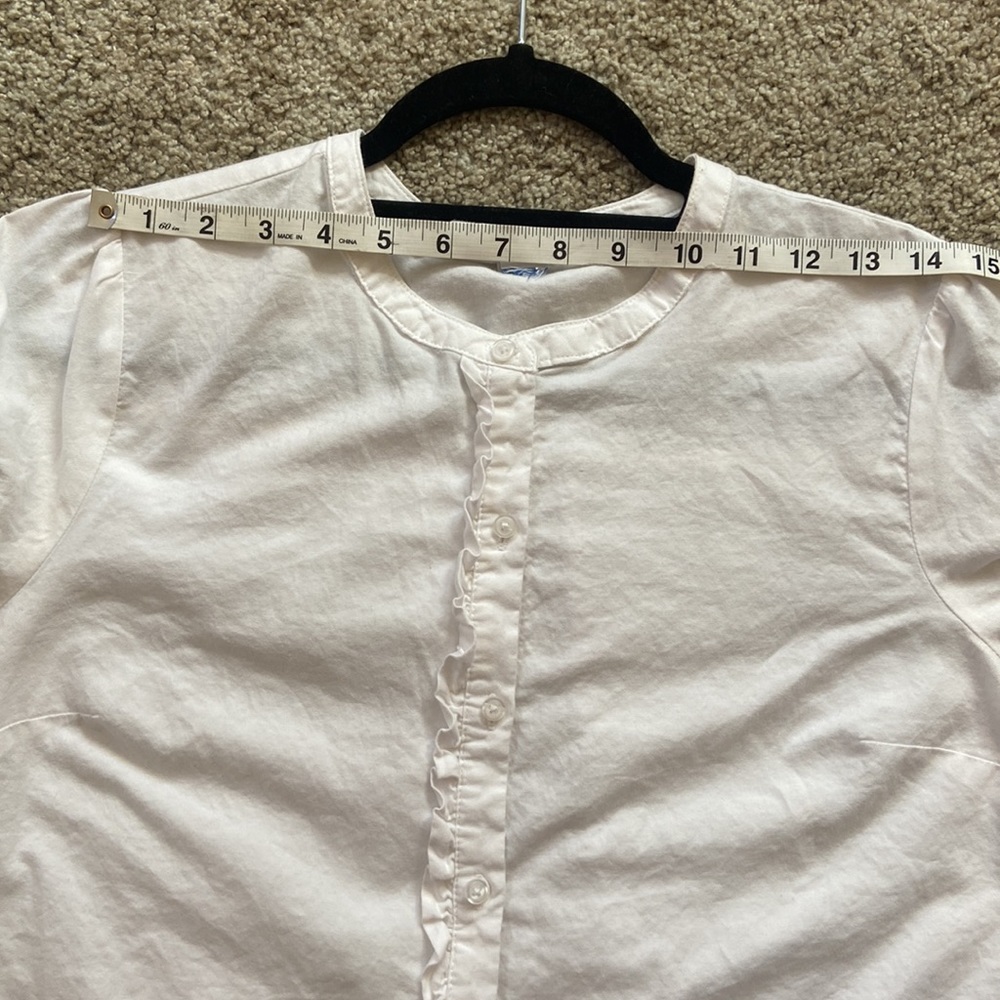Relaxed Ruffle Trim Button-Down Shirt - Picture 7 of 8